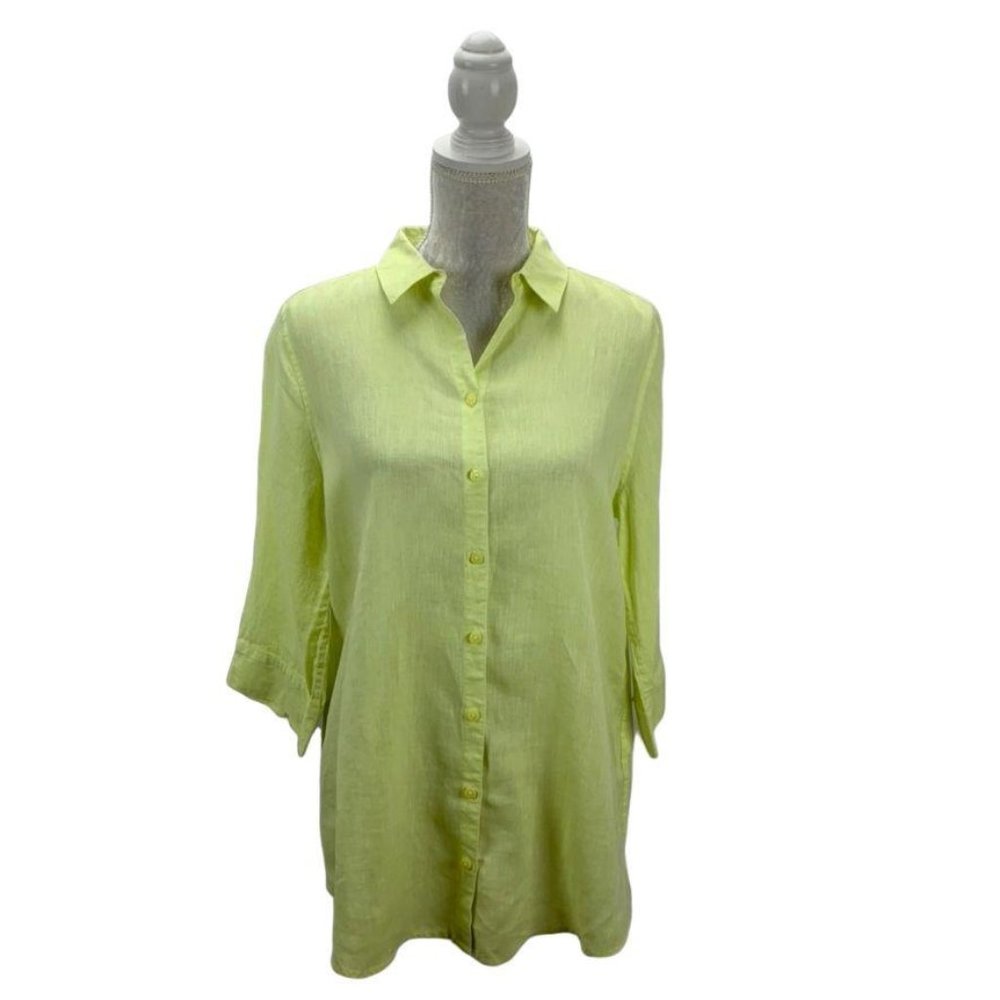 Chico's Shirt Linen Button Down Boxy Lagen Look M